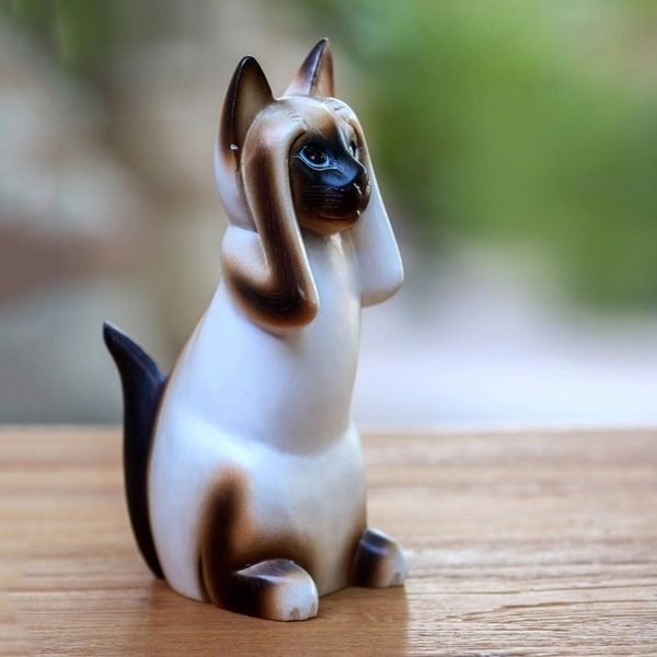 Alternate image for Artisan Crafted Wood Sculpture Hear No Evil Siamese Cat