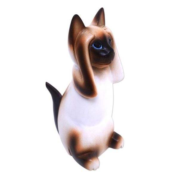Alternate image for Artisan Crafted Wood Sculpture Hear No Evil Siamese Cat