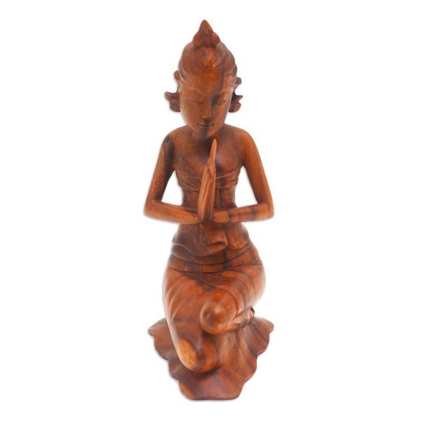 Alternate image for Wood statuette Devoted in Prayer