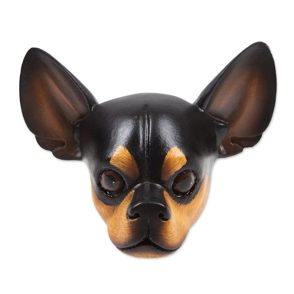 Alternate image for Wood mask Courageous Black Chihuahua