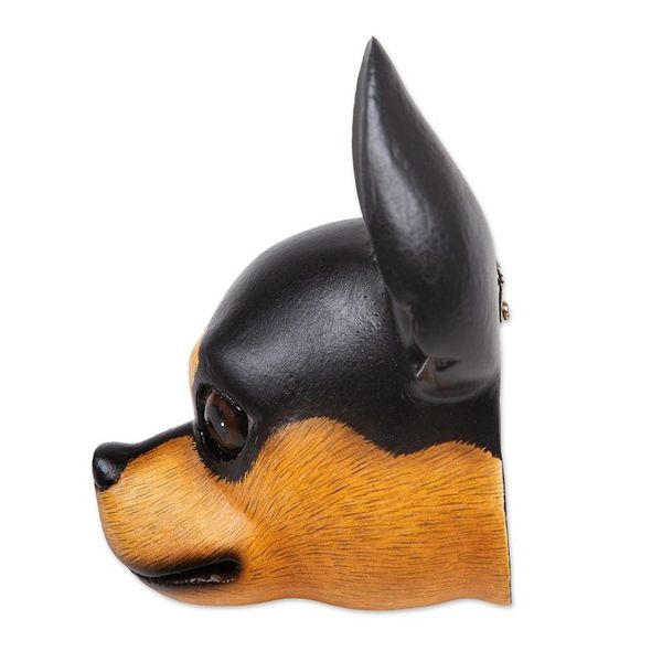 Alternate image for Wood mask Courageous Black Chihuahua