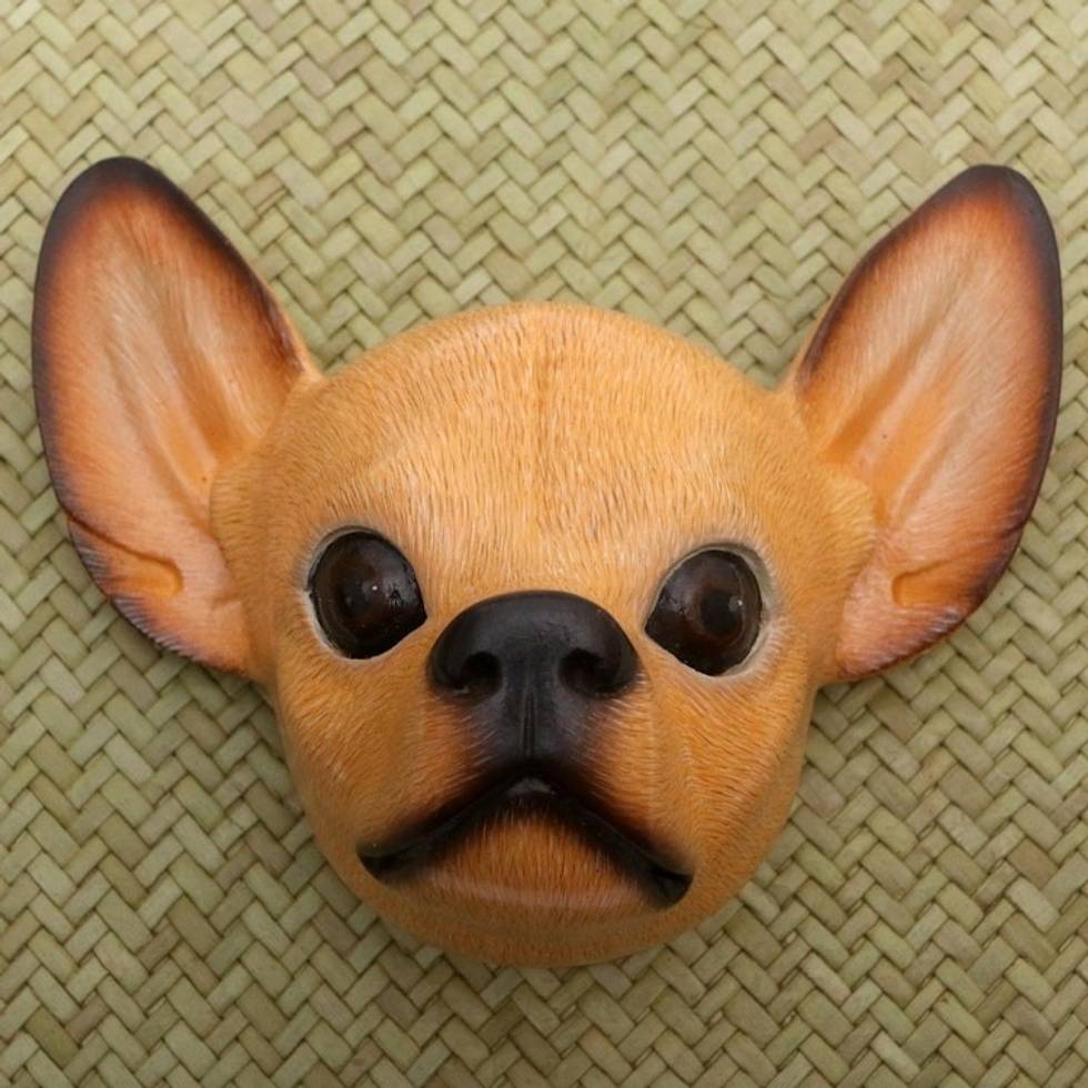 Wood mask 'Courageous Brown Chihuahua'