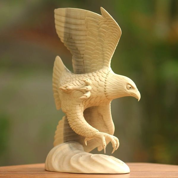 Alternate image for Unique Wood Bird Sculpture Flying Eagle