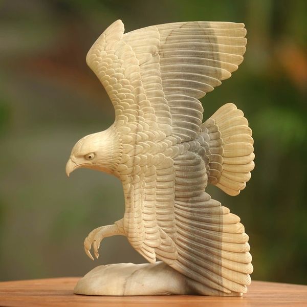 Alternate image for Unique Wood Bird Sculpture Flying Eagle