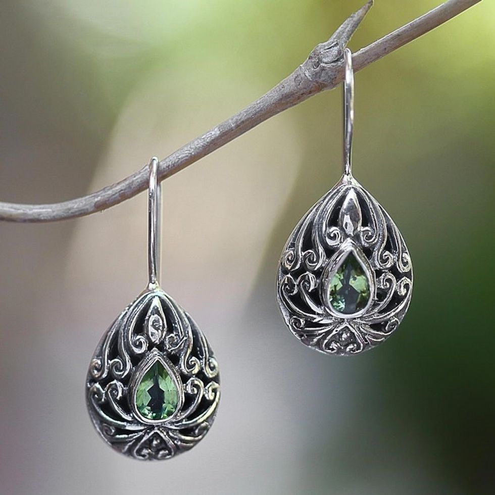 Peridot Sterling Silver Drop Earrings 'Paradise Tears'