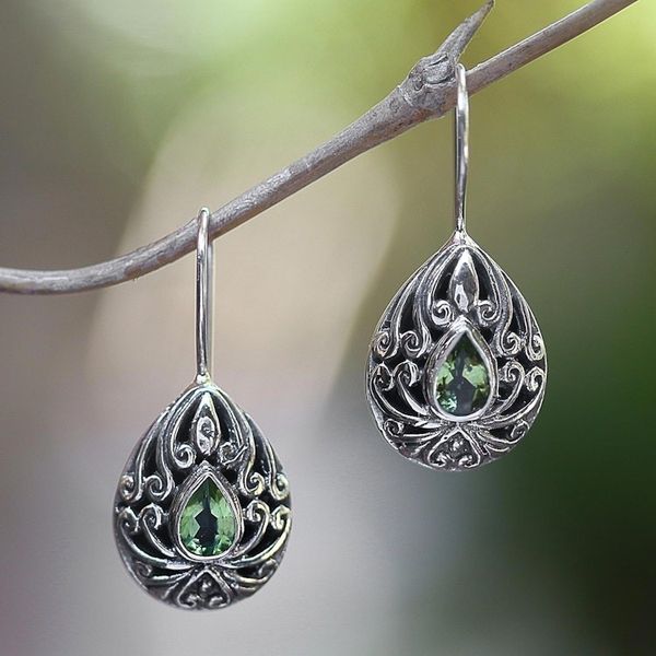Alternate image for Peridot Sterling Silver Drop Earrings Paradise Tears