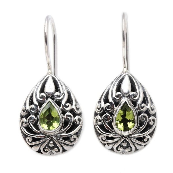 Alternate image for Peridot Sterling Silver Drop Earrings Paradise Tears
