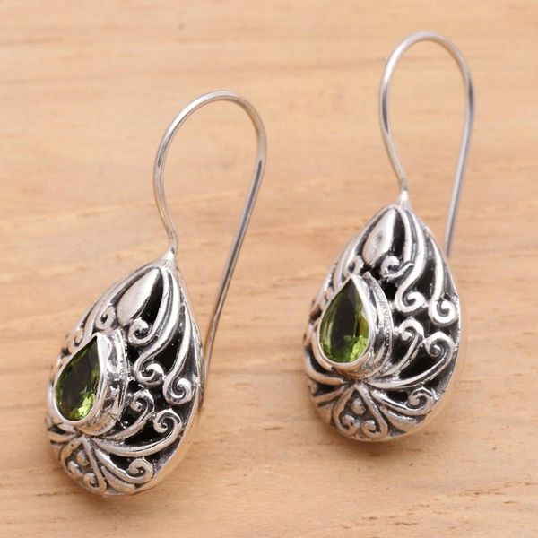 Alternate image for Peridot Sterling Silver Drop Earrings Paradise Tears