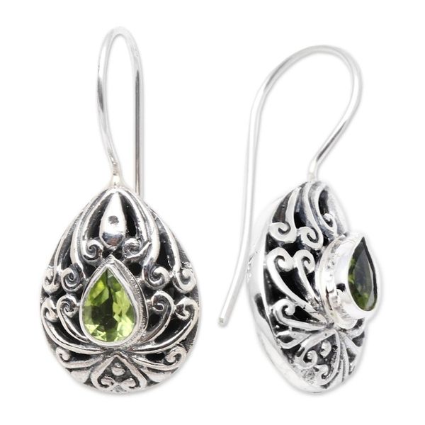 Alternate image for Peridot Sterling Silver Drop Earrings Paradise Tears