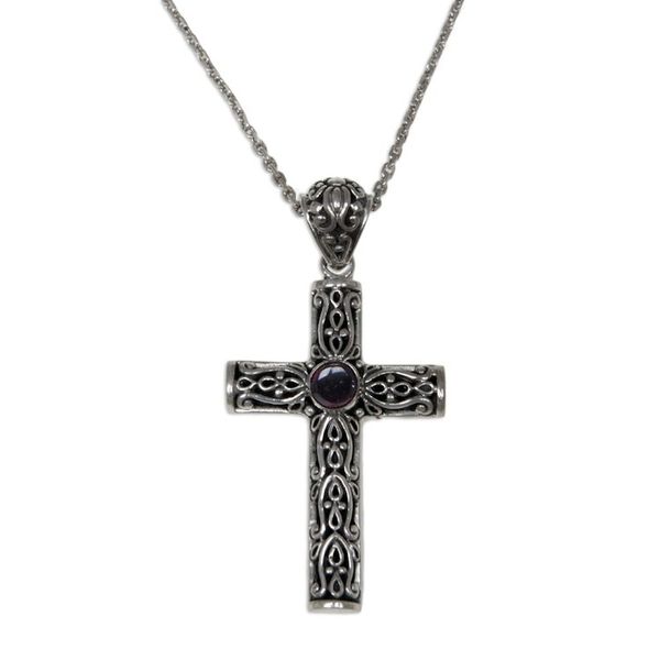Alternate image for Garnet cross necklace Christian Soul