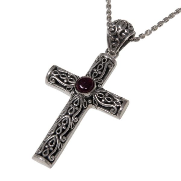 Alternate image for Garnet cross necklace Christian Soul