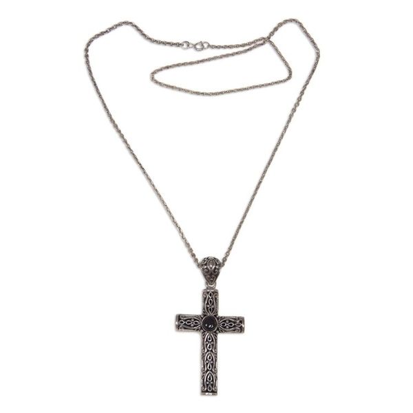 Alternate image for Garnet cross necklace Christian Soul