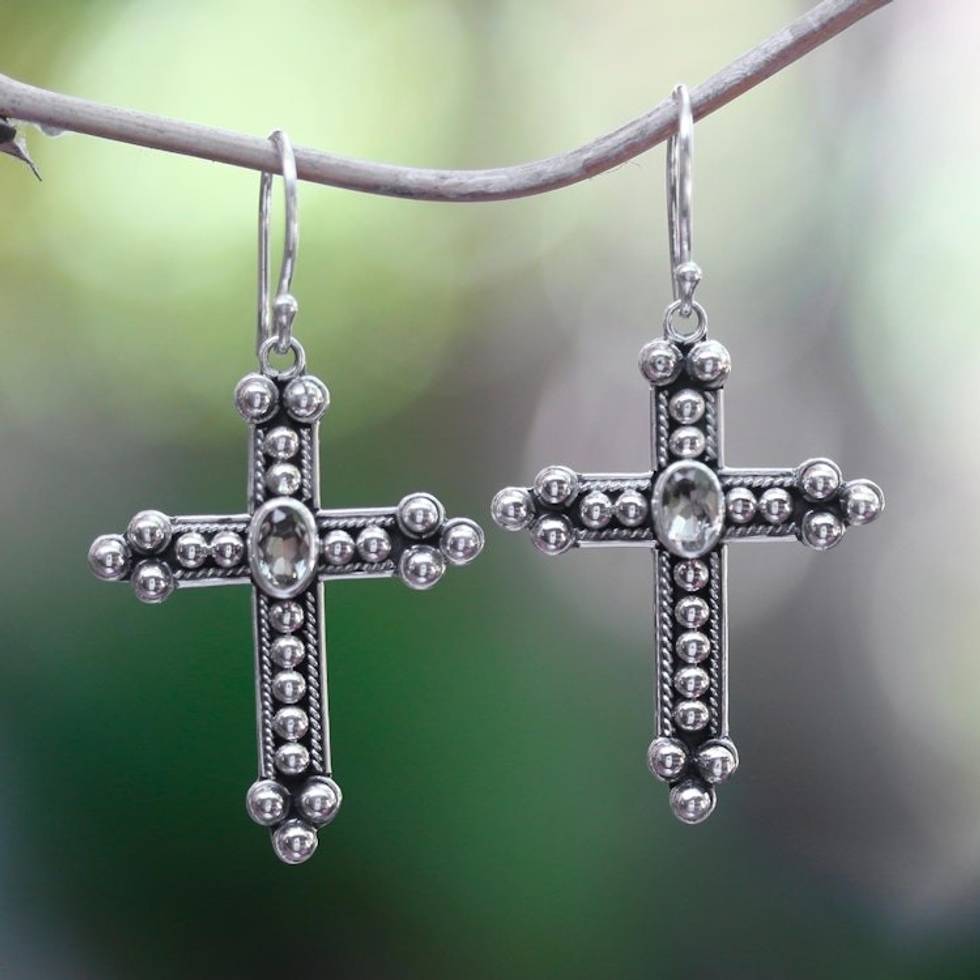 Citrine cross earrings 'Sunshine Cross'