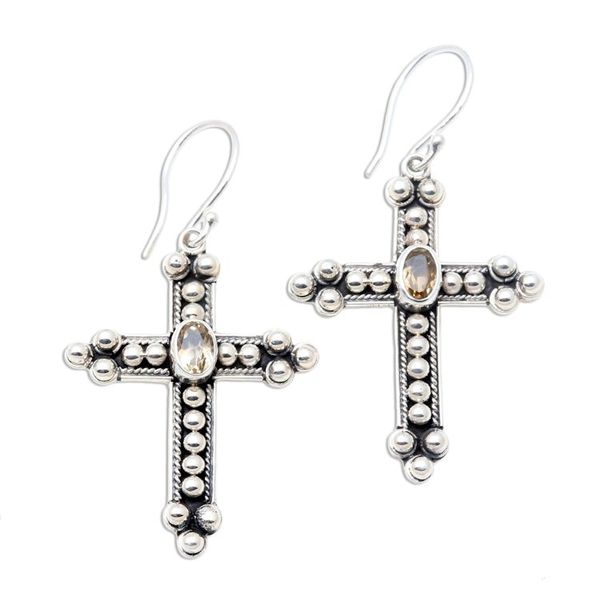 Alternate image for Citrine cross earrings Sunshine Cross