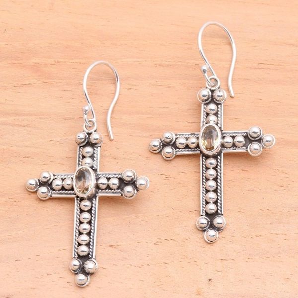 Alternate image for Citrine cross earrings Sunshine Cross