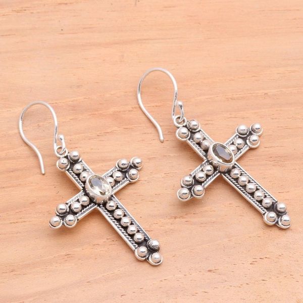 Alternate image for Citrine cross earrings Sunshine Cross