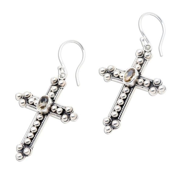 Alternate image for Citrine cross earrings Sunshine Cross