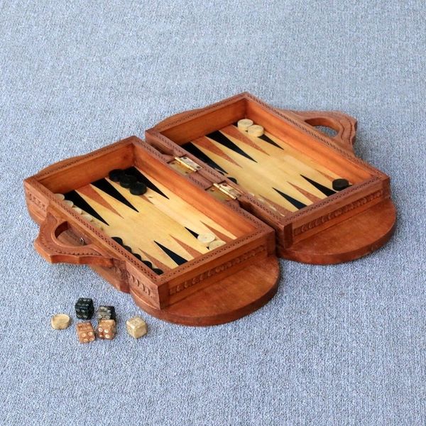 Alternate image for Wood backgammon set Lion Meets Bull