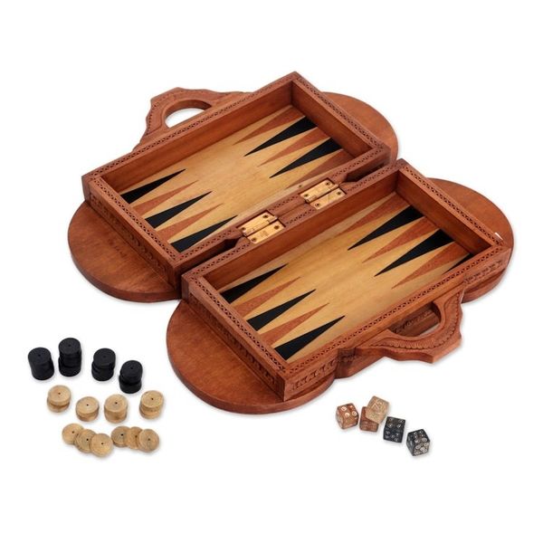 Alternate image for Wood backgammon set Lion Meets Bull