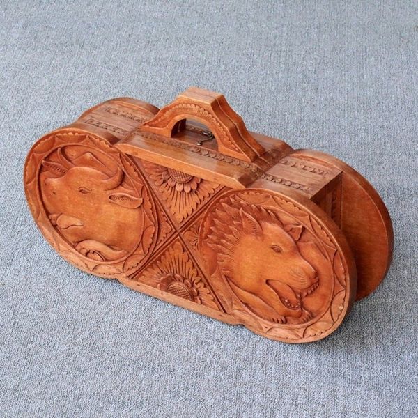 Alternate image for Wood backgammon set Lion Meets Bull