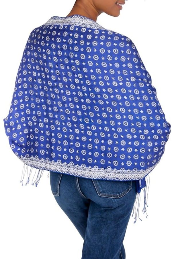 Alternate image for Blue Silk Batik Scarf Awakening