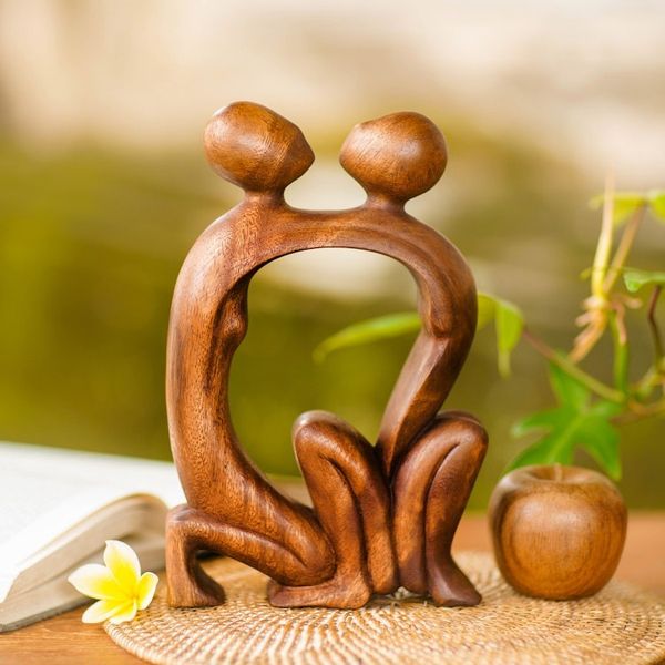 Alternate image for Handmade Romantic Wood Sculpture Marriage