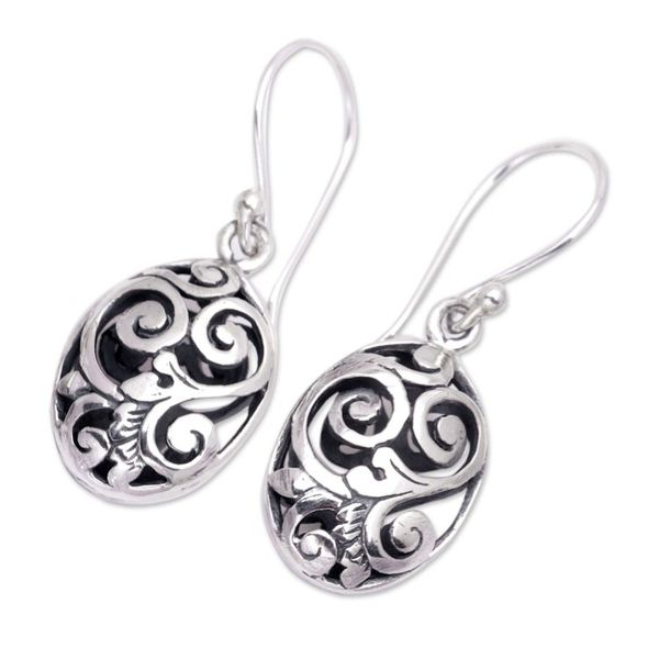 Alternate image for Hand Crafted Sterling Silver Dangle Earrings Petite Karangasem Castle