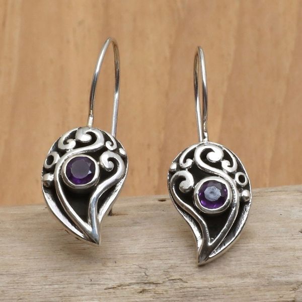 Alternate image for Amethyst drop earrings Dancing Dewdrops