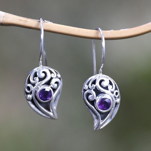 Alternate image for Amethyst drop earrings Dancing Dewdrops