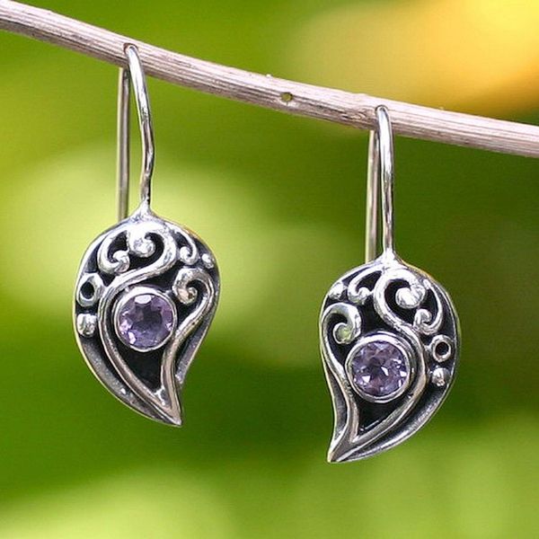 Alternate image for Amethyst drop earrings Dancing Dewdrops