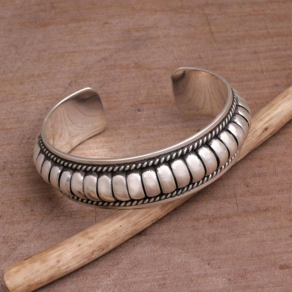 Handmade Sterling Silver Cuff Bracelet 'Dragon Song'