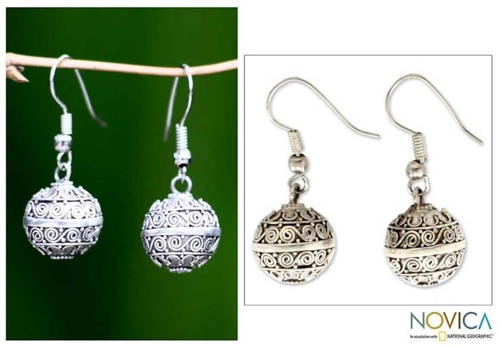 Indonesian Sterling Silver Dangle Earrings 'Melodious'