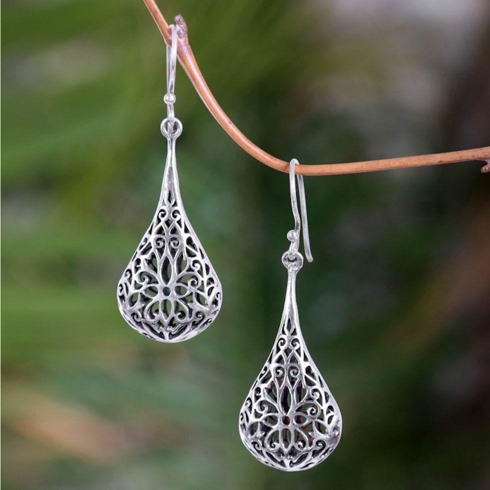 Sterling Silver Dangle Earrings 'Floral Reign'
