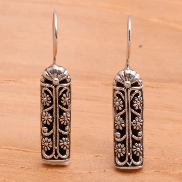 Alternate image for Floral Sterling Silver Drop Earrings Jasmine Scrolls
