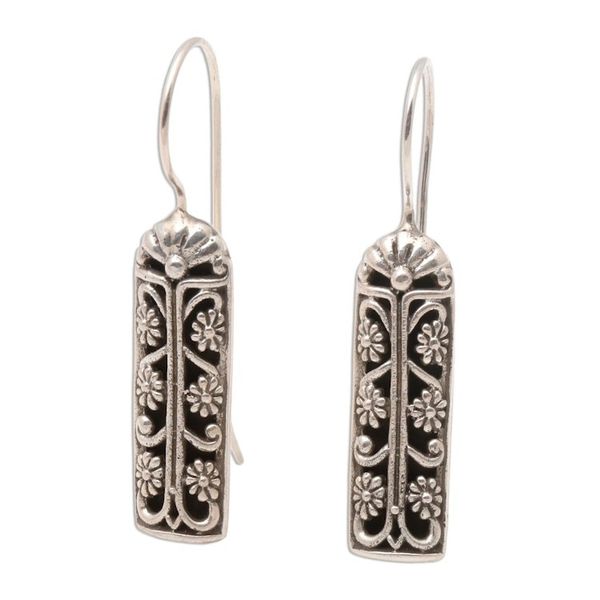 Alternate image for Floral Sterling Silver Drop Earrings Jasmine Scrolls