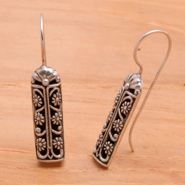 Alternate image for Floral Sterling Silver Drop Earrings Jasmine Scrolls