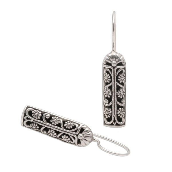 Alternate image for Floral Sterling Silver Drop Earrings Jasmine Scrolls