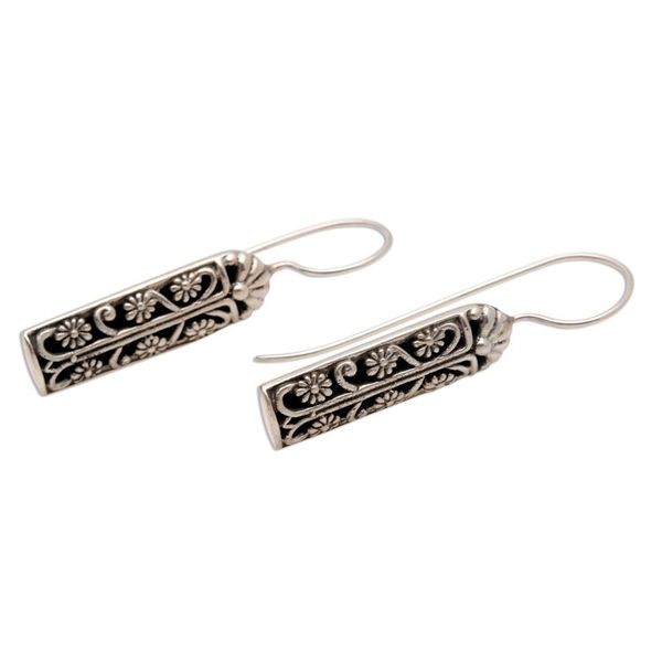 Alternate image for Floral Sterling Silver Drop Earrings Jasmine Scrolls