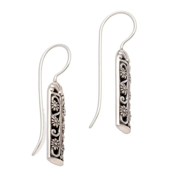 Alternate image for Floral Sterling Silver Drop Earrings Jasmine Scrolls