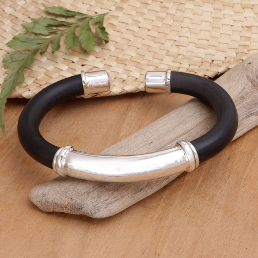 Handcrafted Sterling Silver Cuff Bracelet 'Attraction'