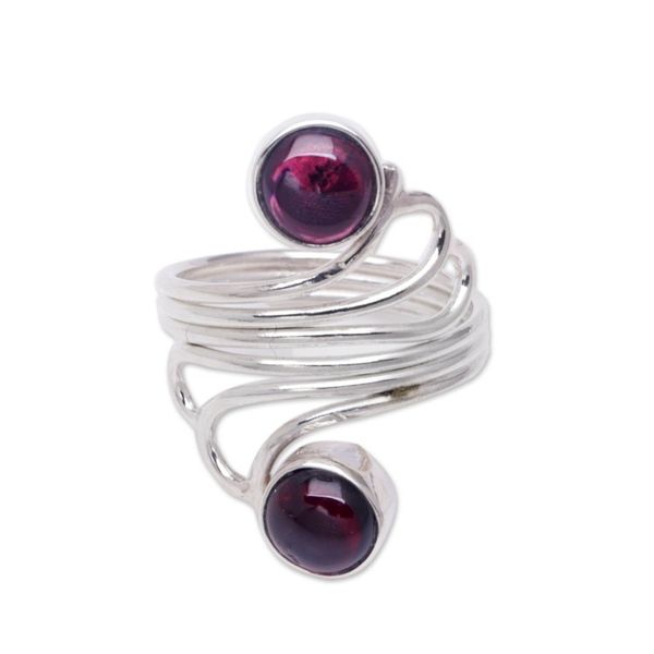 Alternate image for Handcrafted Sterling Silver and Garnet Ring Life Force of Peace
