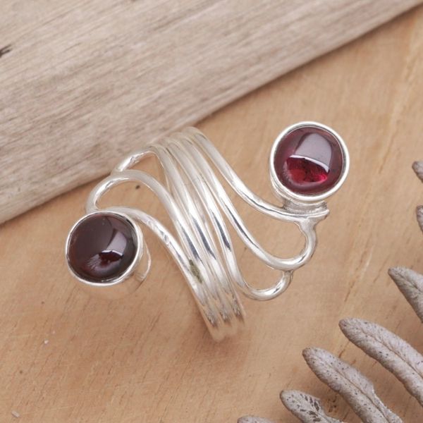 Alternate image for Handcrafted Sterling Silver and Garnet Ring Life Force of Peace