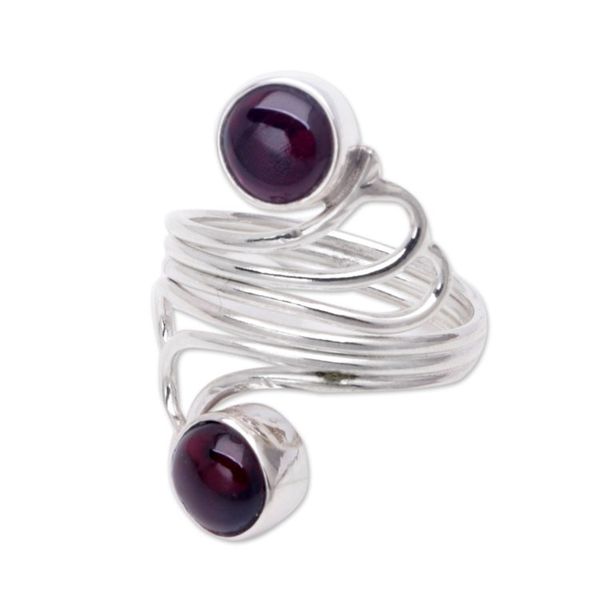 Alternate image for Handcrafted Sterling Silver and Garnet Ring Life Force of Peace