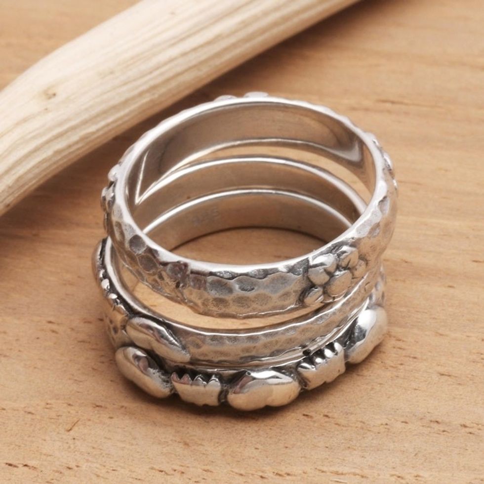 Sterling Silver Stacking Rings Set of 3 'Silver Loves'