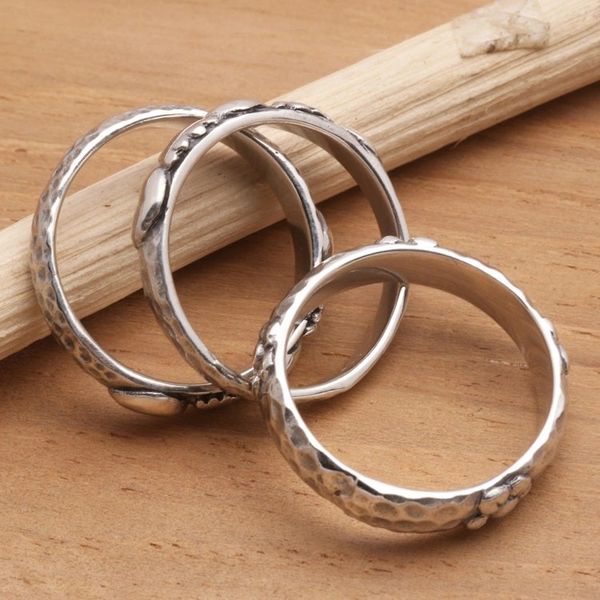 Alternate image for Sterling Silver Stacking Rings Set of 3 Silver Loves