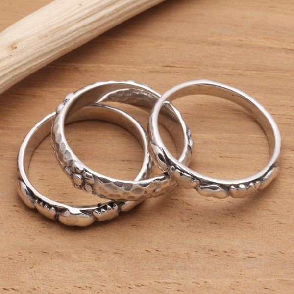 Alternate image for Sterling Silver Stacking Rings Set of 3 Silver Loves