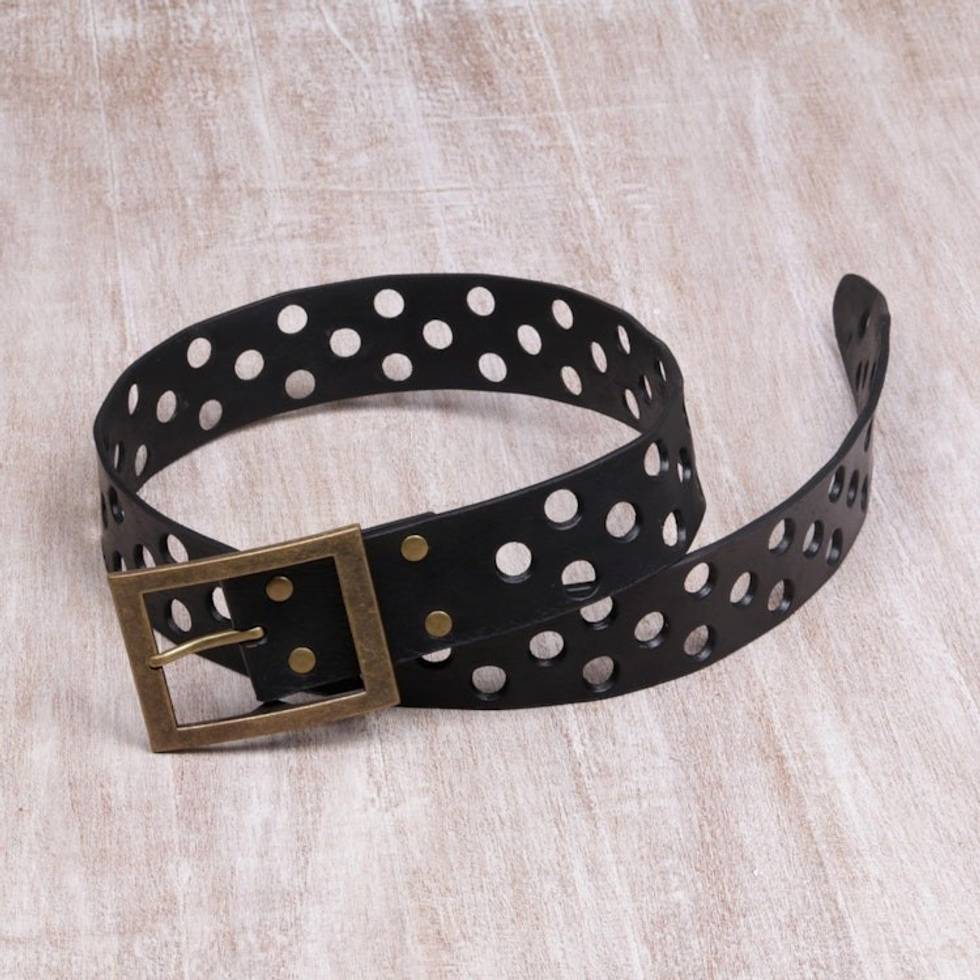 Leather belt 'Peek-a-boo Espresso'