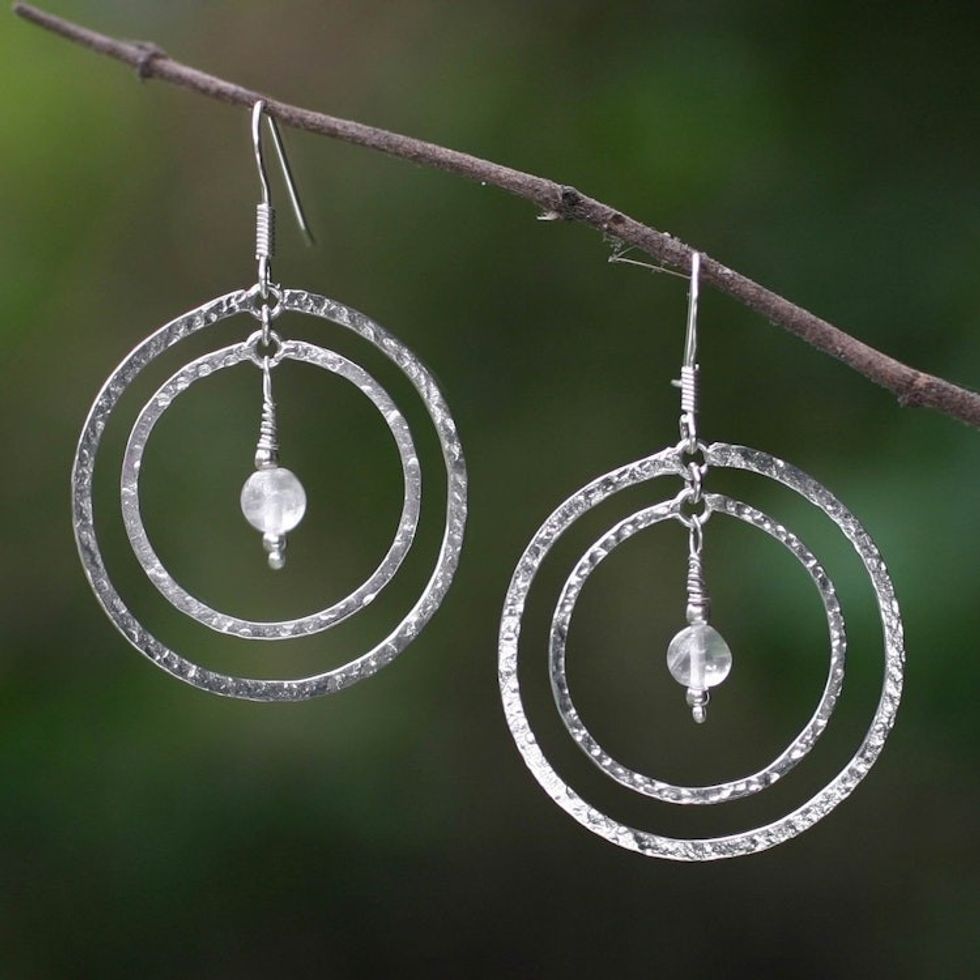 Sterling Silver Dangle Earrings 'Halo'