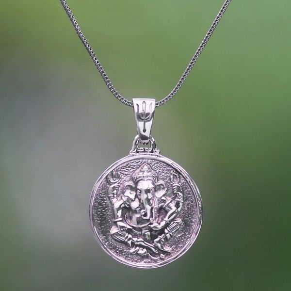 Alternate image for Sterling Silver Hindu Pendant Necklace Gracious Ganesha