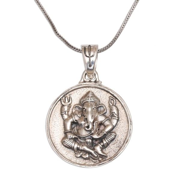 Alternate image for Sterling Silver Hindu Pendant Necklace Gracious Ganesha